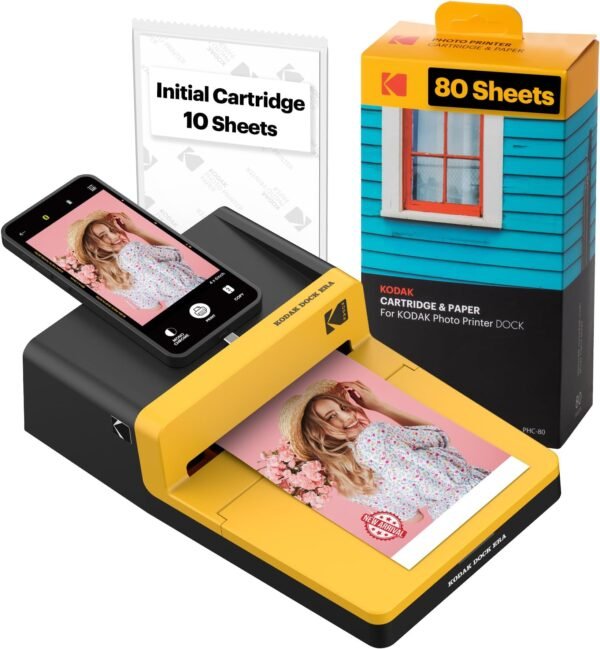 KODAK Dock ERA 4PASS Instant Photo Printer Bundle (4x6 inches) Initial 10 Sheets + 80 Sheet Pack