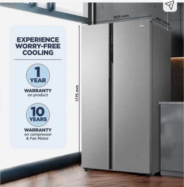 596 L Frost Free Side by Side Convertible Refrigerator with 100% Convertible Fridge SpaceDigital Control Panel360 Degree Cooling Magic Convertible ZoneExpert Inverter 2-Door (Shiny Steel, HES-690SS-P)