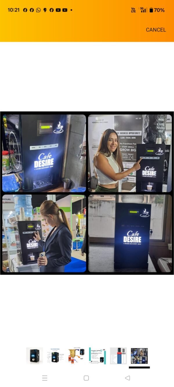 Cafe DESIRE I DRINK SUCCESS Tea & Coffee Coffee Vending Machine 2 Lane | Fully Automatic (LED) - Image 2