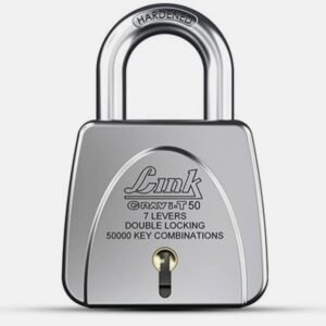 Link Gravi-T 60mm Heavy Duty Padlock | 8 Levers | Lock for Home Door, Office, Shop, Travel | Tough CR Body | Hardened Steel Shackle, | Double Locking System | 3 Silver Keys | 200000 Key Combinations