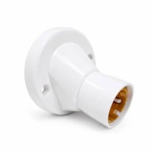Electrical Angle Holder (B22 Base) - White Polycarbonate, 6A 220V 60W